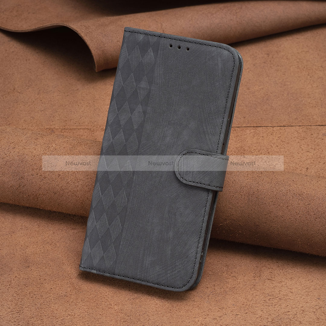 Leather Case Stands Flip Cover Holder B03F for Xiaomi Redmi 12 4G Black