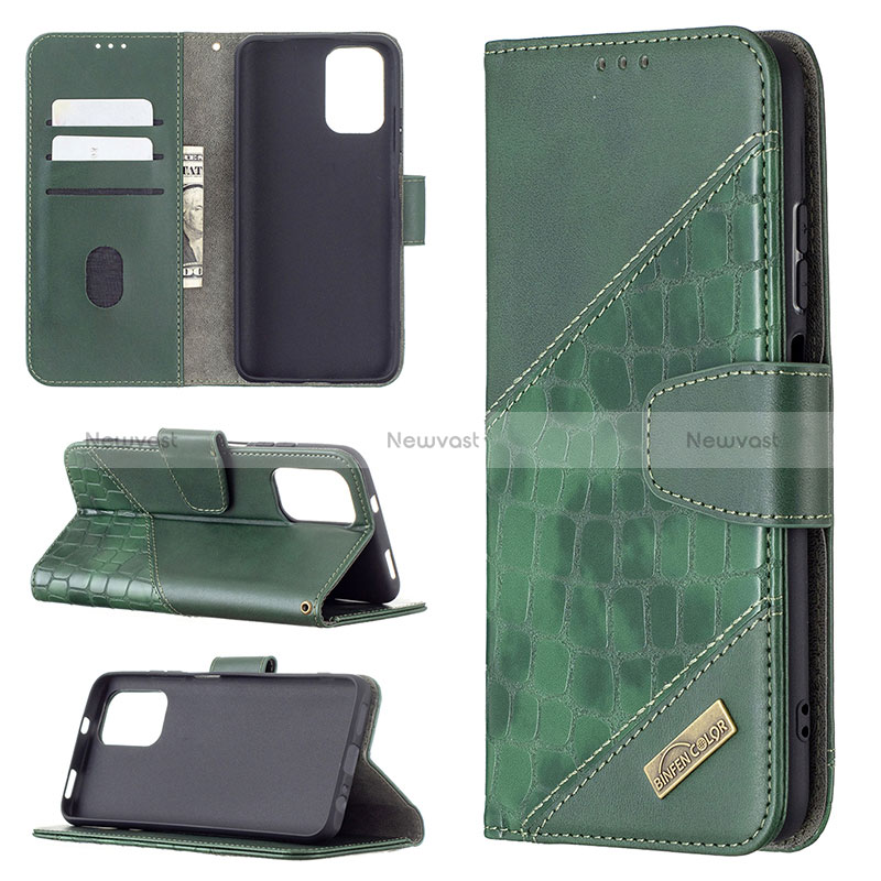 Leather Case Stands Flip Cover Holder B03F for Xiaomi Redmi Note 10 4G