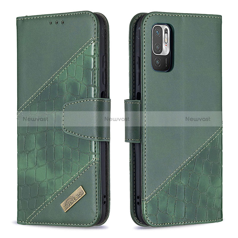 Leather Case Stands Flip Cover Holder B03F for Xiaomi Redmi Note 10 5G