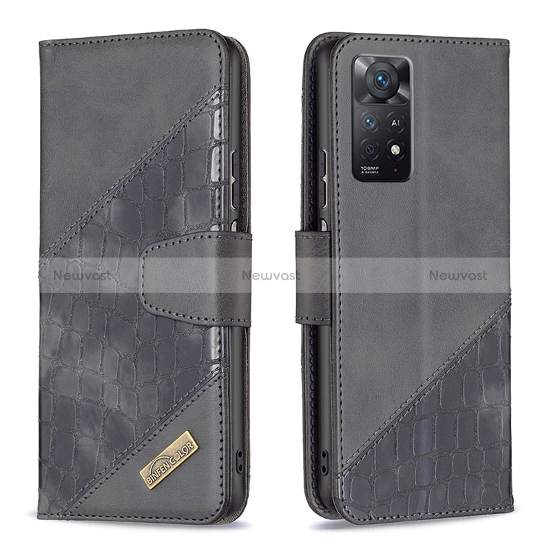 Leather Case Stands Flip Cover Holder B03F for Xiaomi Redmi Note 11 Pro 4G