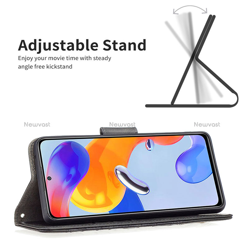 Leather Case Stands Flip Cover Holder B03F for Xiaomi Redmi Note 11 Pro 4G