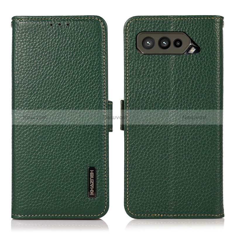 Leather Case Stands Flip Cover Holder B03H for Asus ROG Phone 5 Pro Green