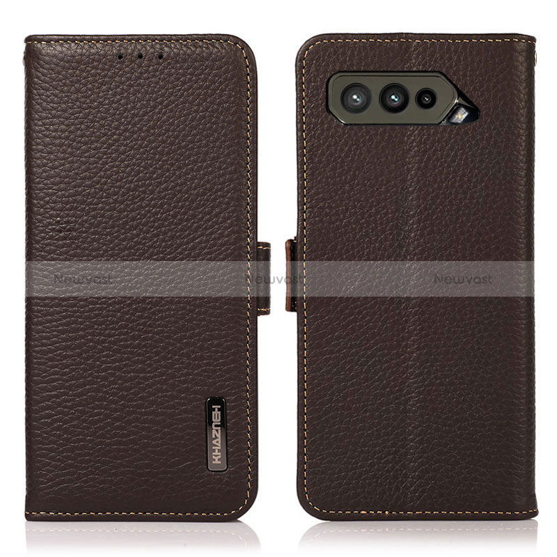 Leather Case Stands Flip Cover Holder B03H for Asus ROG Phone 5 Ultimate Brown