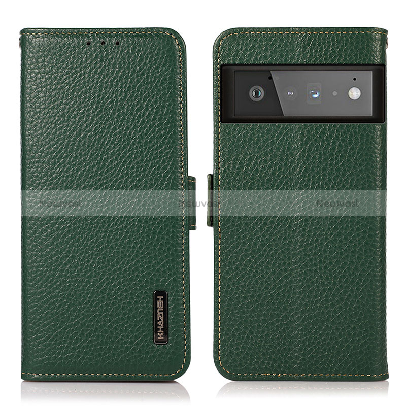 Leather Case Stands Flip Cover Holder B03H for Google Pixel 6 Pro 5G Green