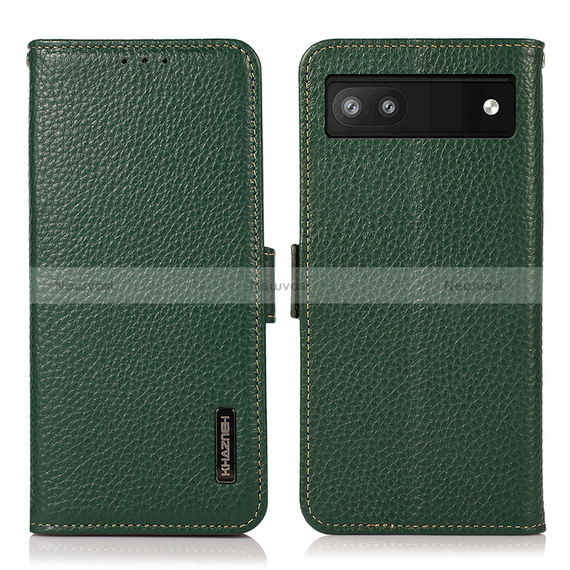 Leather Case Stands Flip Cover Holder B03H for Google Pixel 6a 5G Green