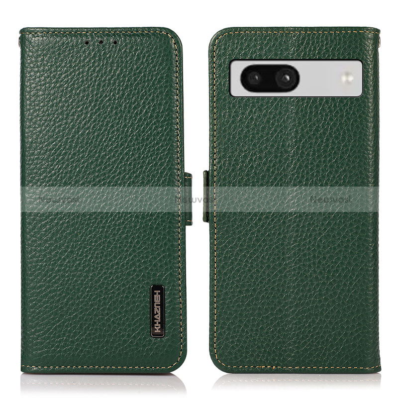 Leather Case Stands Flip Cover Holder B03H for Google Pixel 7a 5G Green