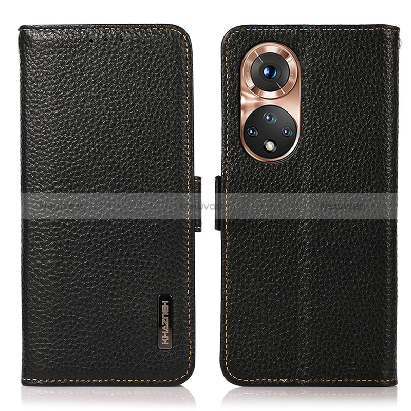 Leather Case Stands Flip Cover Holder B03H for Huawei Honor 50 5G Black