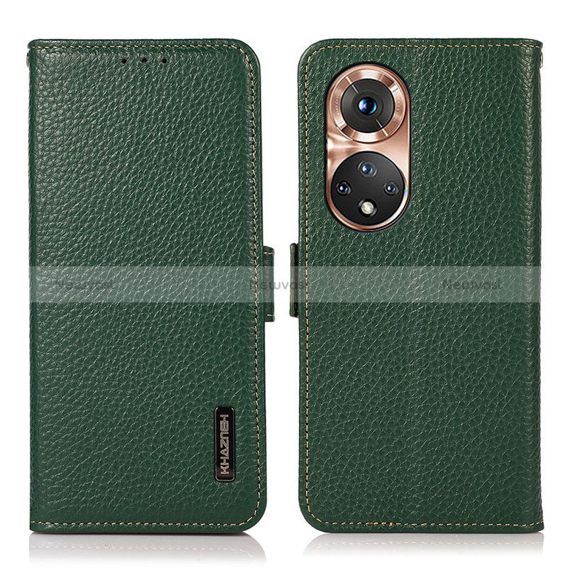 Leather Case Stands Flip Cover Holder B03H for Huawei Honor 50 5G Green