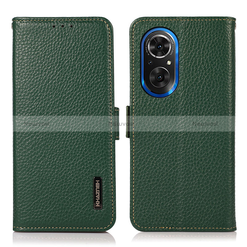 Leather Case Stands Flip Cover Holder B03H for Huawei Honor 50 SE 5G Green