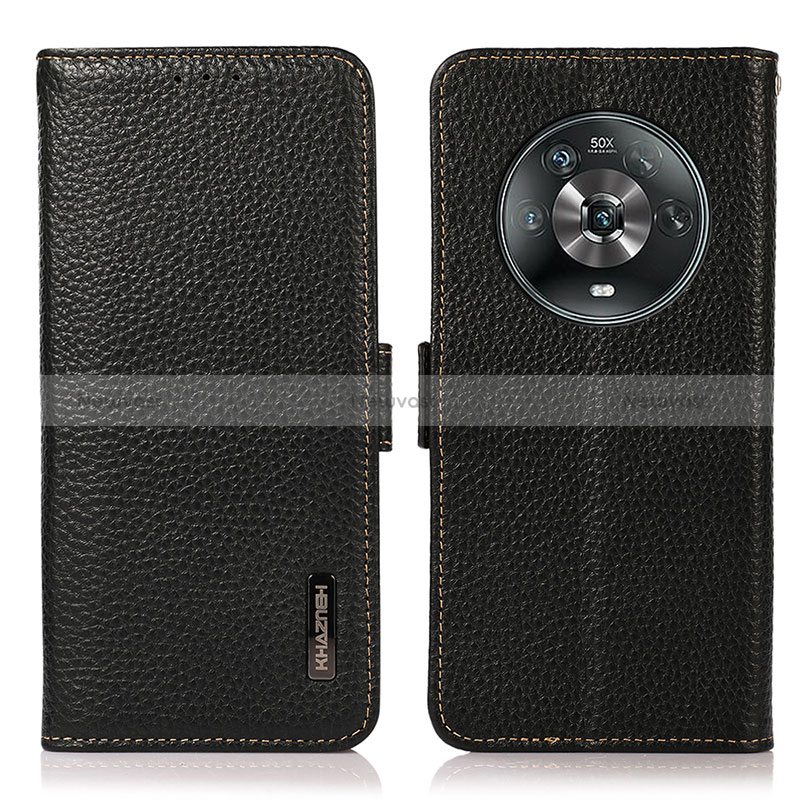 Leather Case Stands Flip Cover Holder B03H for Huawei Honor Magic4 5G Black