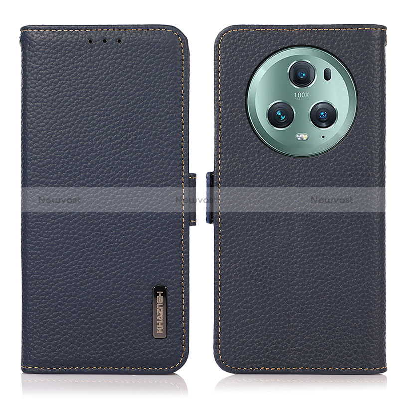 Leather Case Stands Flip Cover Holder B03H for Huawei Honor Magic5 Pro 5G Blue