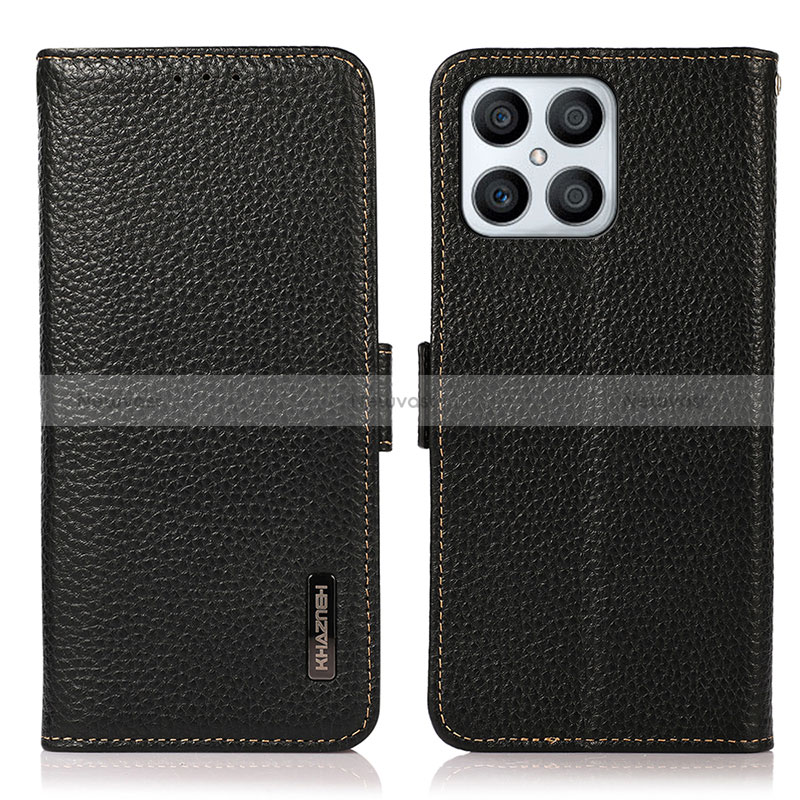 Leather Case Stands Flip Cover Holder B03H for Huawei Honor X8 4G Black