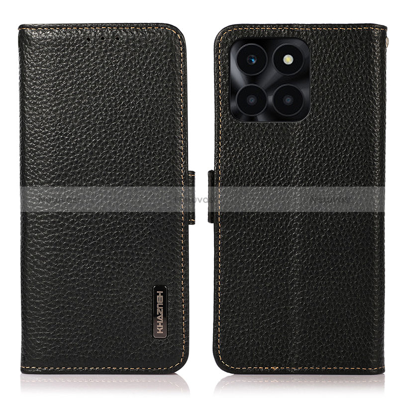 Leather Case Stands Flip Cover Holder B03H for Huawei Honor X8b Black