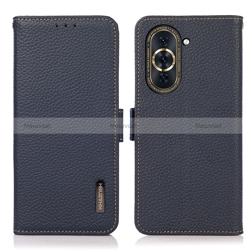 Leather Case Stands Flip Cover Holder B03H for Huawei Nova 10 Pro Blue