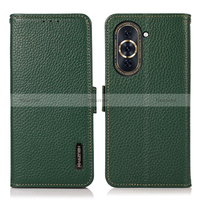 Leather Case Stands Flip Cover Holder B03H for Huawei Nova 10 Pro Green