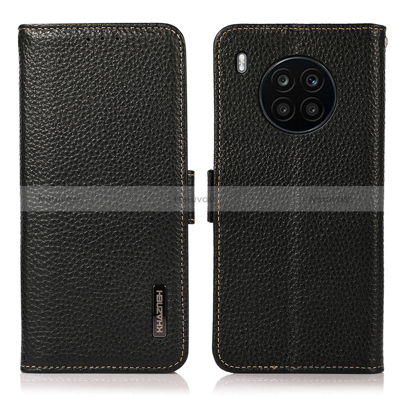 Leather Case Stands Flip Cover Holder B03H for Huawei Nova 8i Black