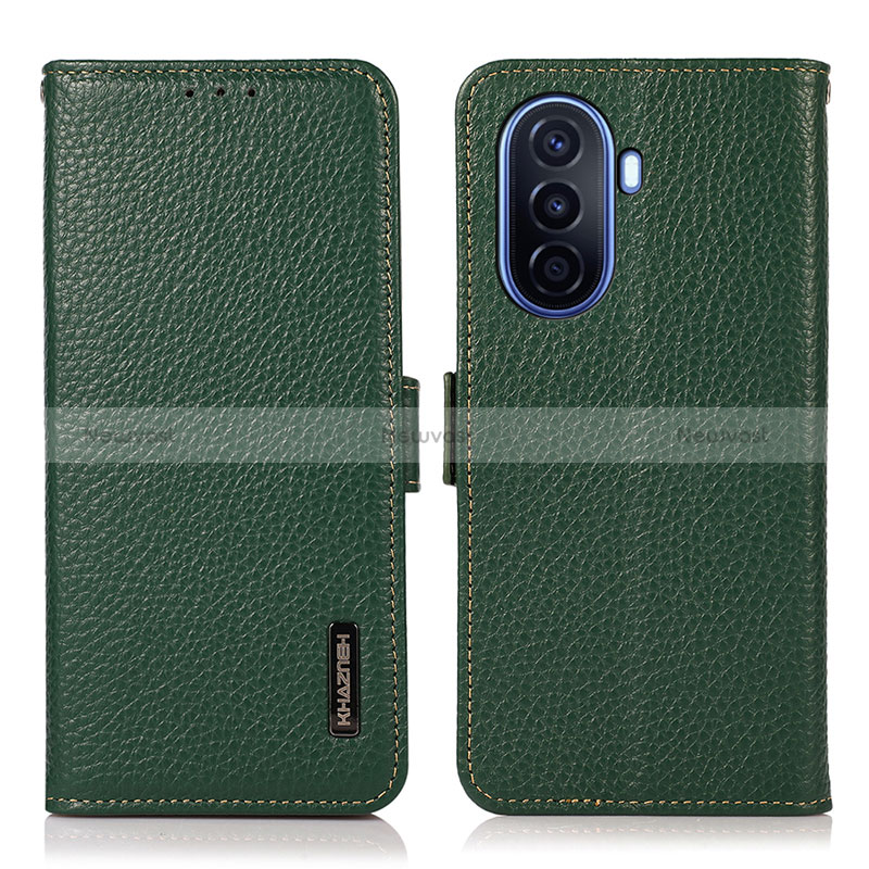 Leather Case Stands Flip Cover Holder B03H for Huawei Nova Y70 Green