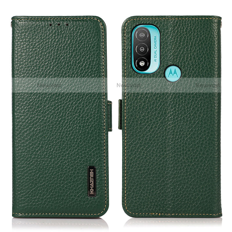 Leather Case Stands Flip Cover Holder B03H for Motorola Moto E20 Green