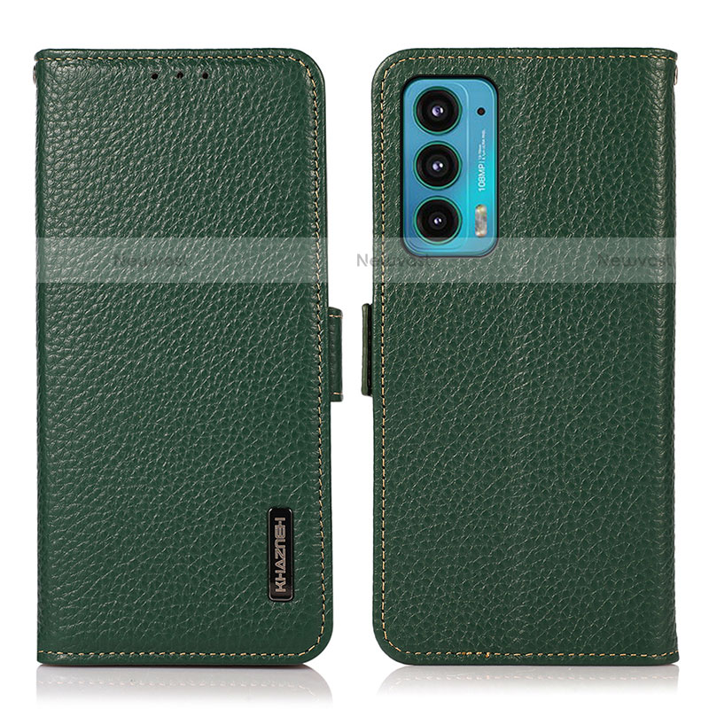 Leather Case Stands Flip Cover Holder B03H for Motorola Moto Edge 20 5G Green