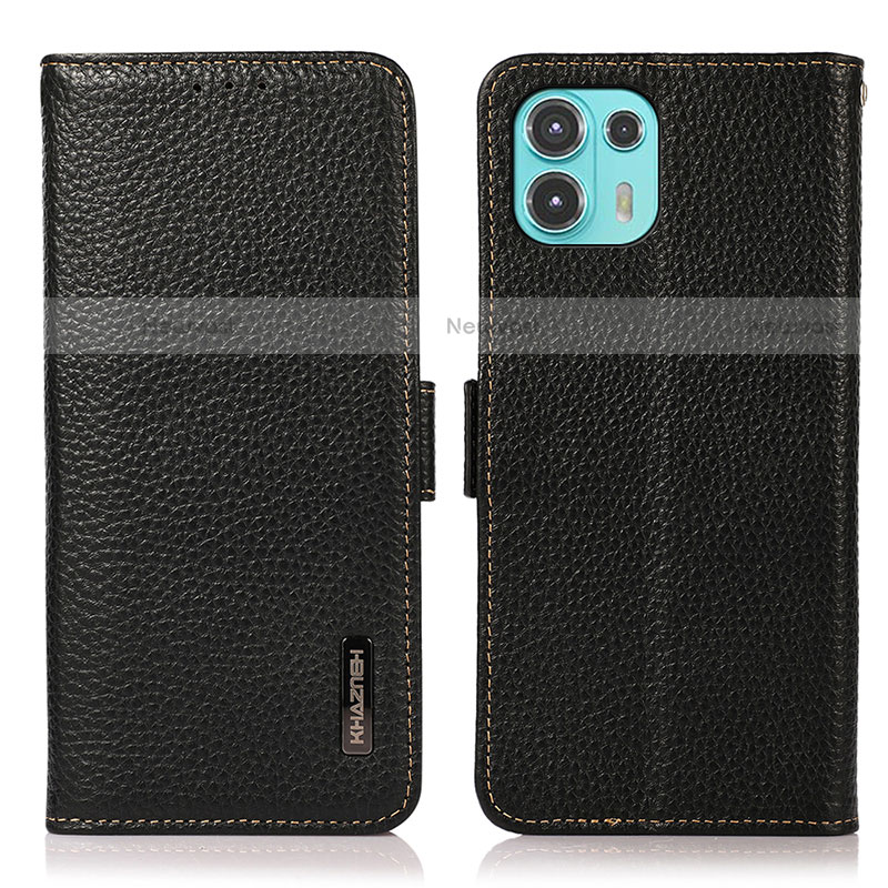 Leather Case Stands Flip Cover Holder B03H for Motorola Moto Edge 20 Lite 5G Black