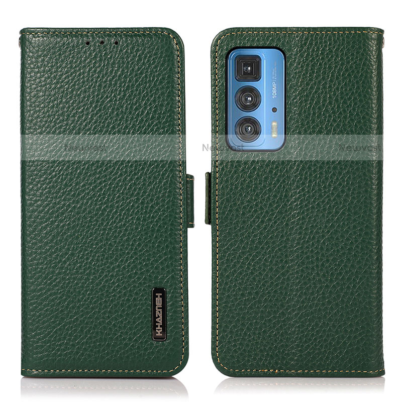 Leather Case Stands Flip Cover Holder B03H for Motorola Moto Edge 20 Pro 5G Green