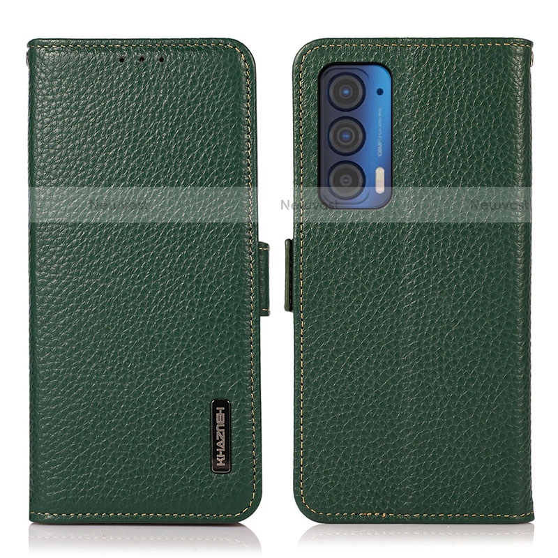 Leather Case Stands Flip Cover Holder B03H for Motorola Moto Edge (2021) 5G Green