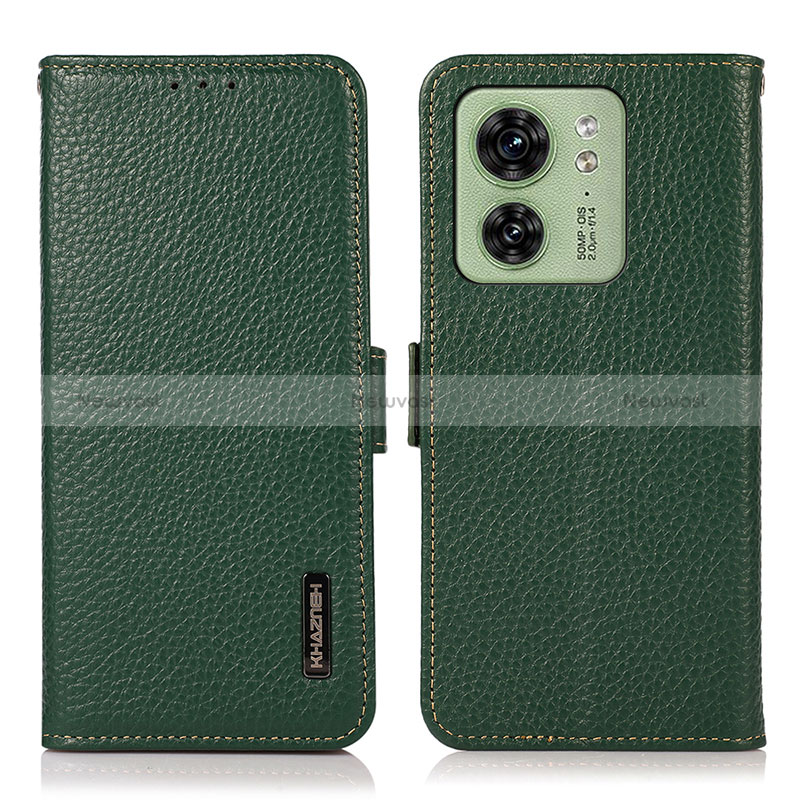 Leather Case Stands Flip Cover Holder B03H for Motorola Moto Edge (2023) 5G Green