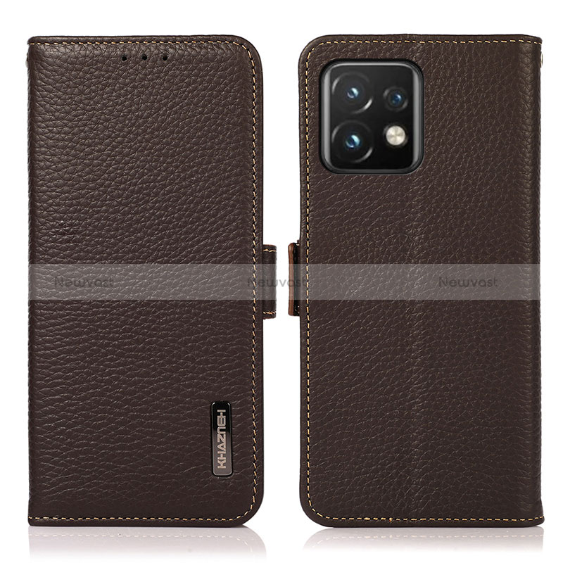 Leather Case Stands Flip Cover Holder B03H for Motorola Moto Edge 40 Pro 5G Brown