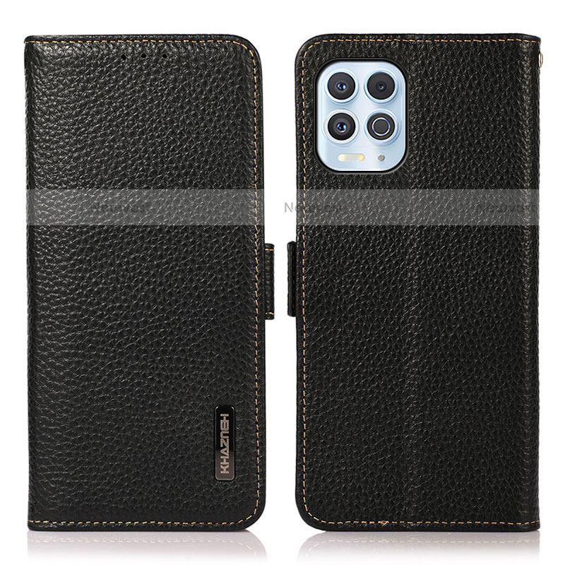 Leather Case Stands Flip Cover Holder B03H for Motorola Moto Edge S 5G Black