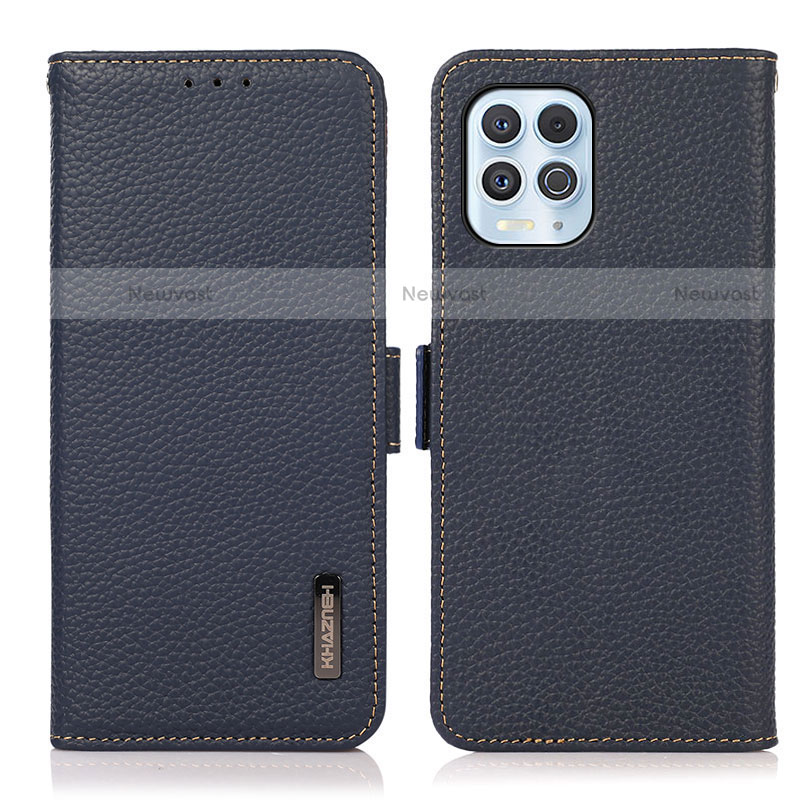 Leather Case Stands Flip Cover Holder B03H for Motorola Moto Edge S 5G Blue