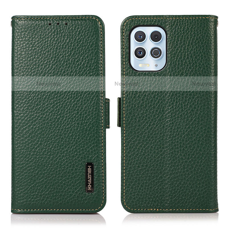 Leather Case Stands Flip Cover Holder B03H for Motorola Moto Edge S 5G Green