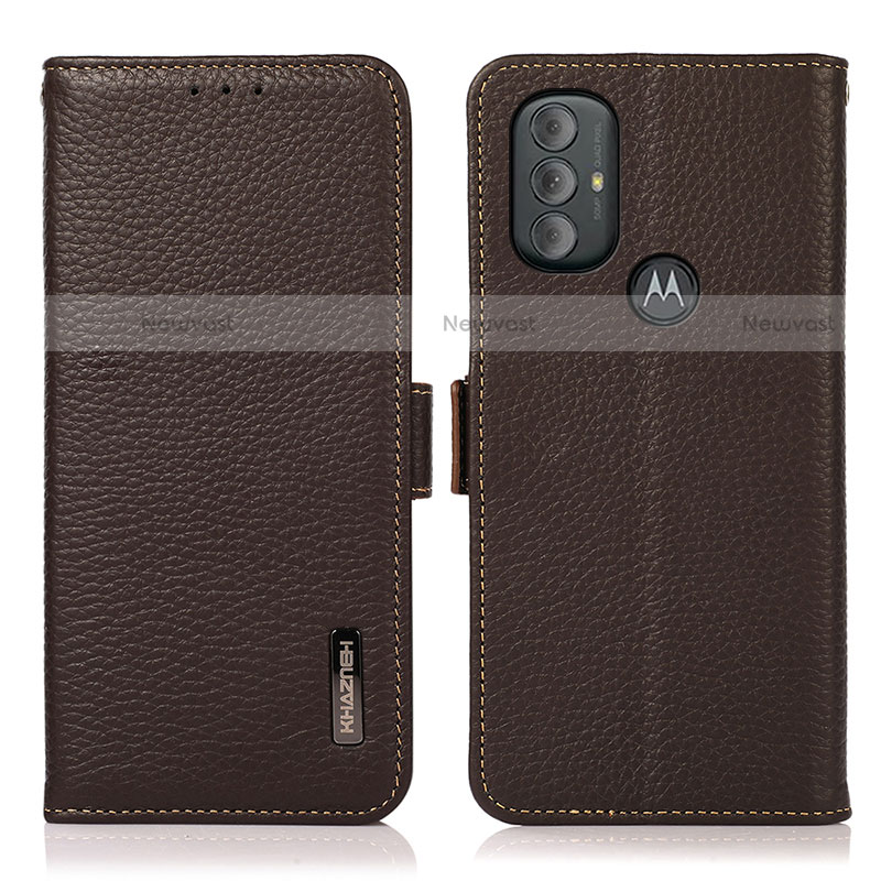 Leather Case Stands Flip Cover Holder B03H for Motorola Moto G Play Gen 2 Brown