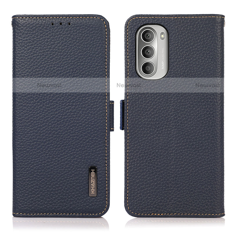 Leather Case Stands Flip Cover Holder B03H for Motorola Moto G Stylus (2022) 4G Blue