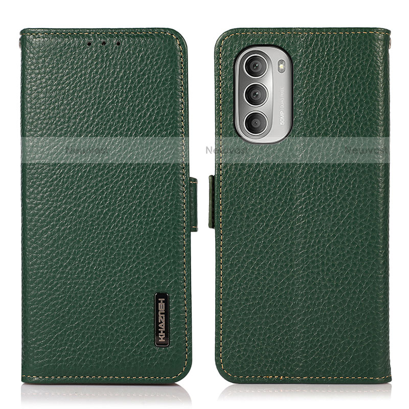 Leather Case Stands Flip Cover Holder B03H for Motorola Moto G Stylus (2022) 4G Green