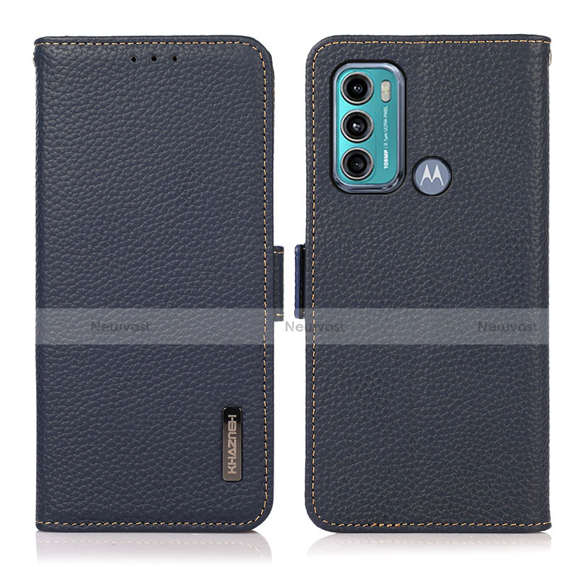 Leather Case Stands Flip Cover Holder B03H for Motorola Moto G40 Fusion Blue