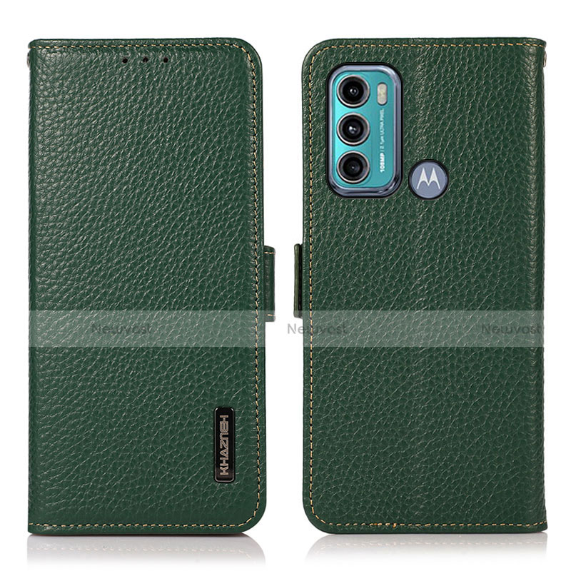 Leather Case Stands Flip Cover Holder B03H for Motorola Moto G40 Fusion Green