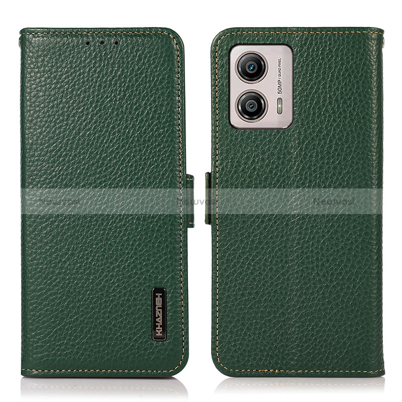 Leather Case Stands Flip Cover Holder B03H for Motorola Moto G53 5G Green