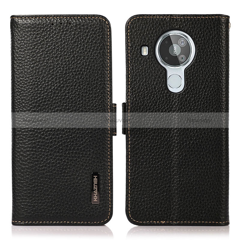 Leather Case Stands Flip Cover Holder B03H for Nokia 7.3 Black