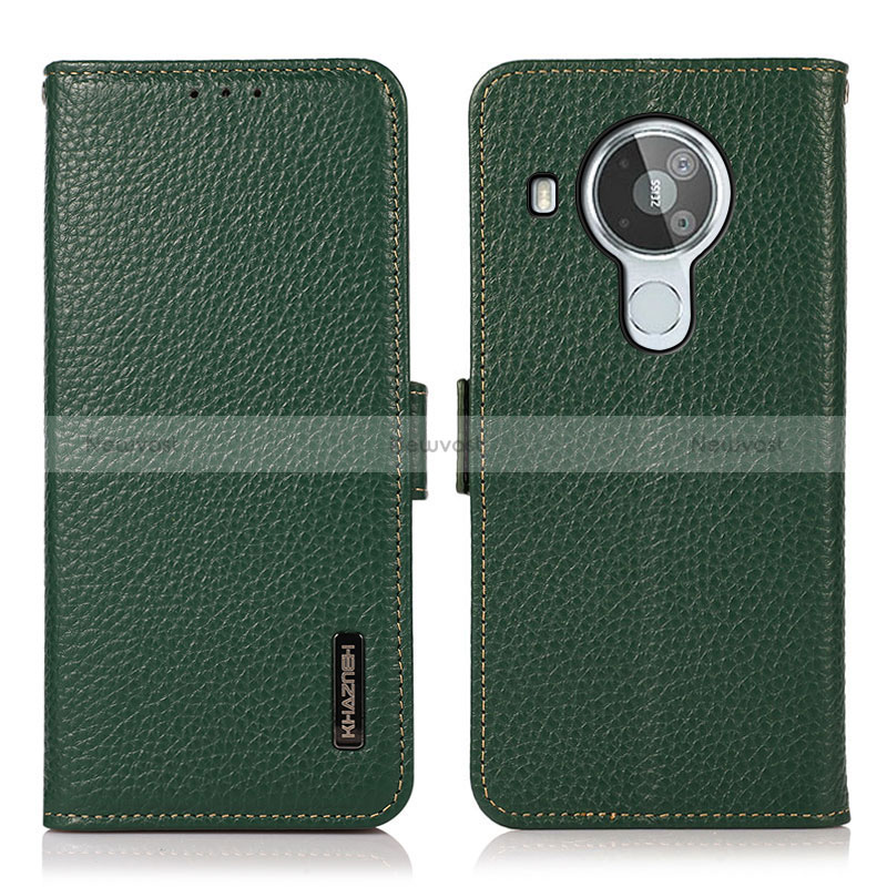 Leather Case Stands Flip Cover Holder B03H for Nokia 7.3 Green