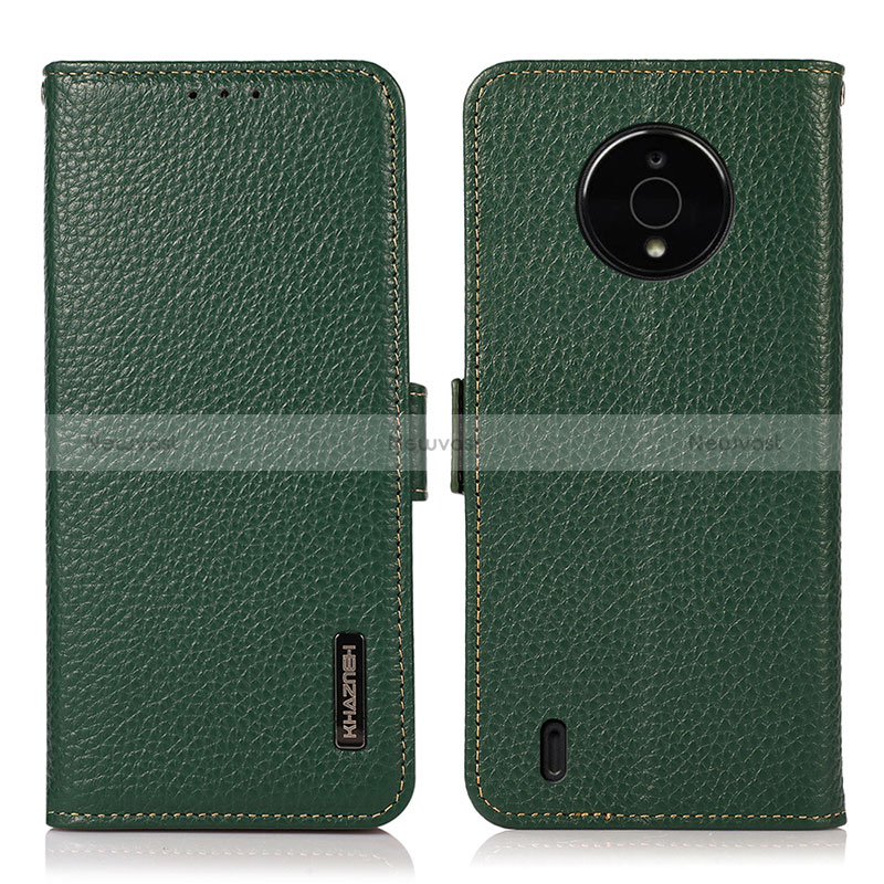 Leather Case Stands Flip Cover Holder B03H for Nokia C200 Green