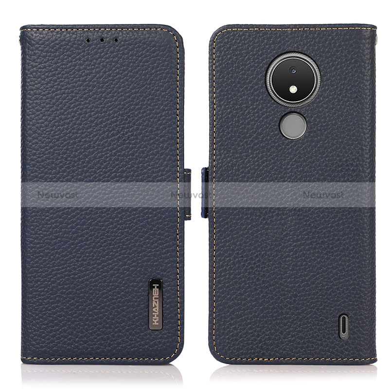 Leather Case Stands Flip Cover Holder B03H for Nokia C21 Blue