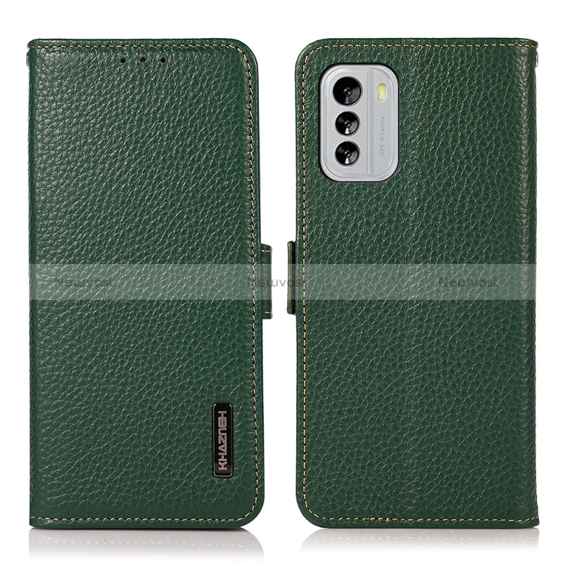 Leather Case Stands Flip Cover Holder B03H for Nokia G60 5G Green