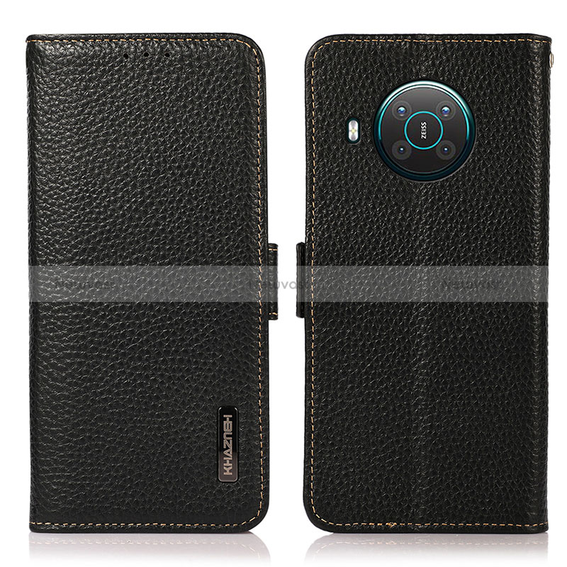 Leather Case Stands Flip Cover Holder B03H for Nokia X10 Black