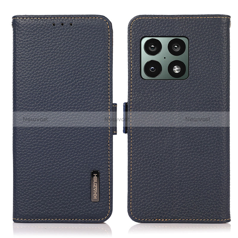 Leather Case Stands Flip Cover Holder B03H for OnePlus 10 Pro 5G Blue