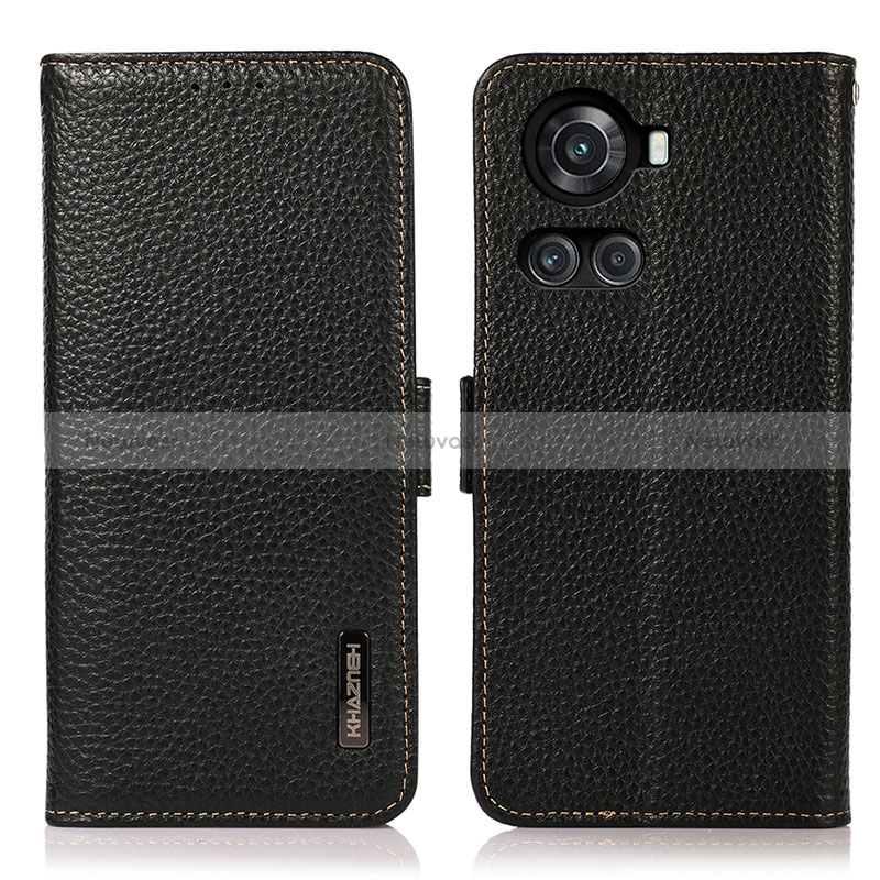 Leather Case Stands Flip Cover Holder B03H for OnePlus 10R 5G Black