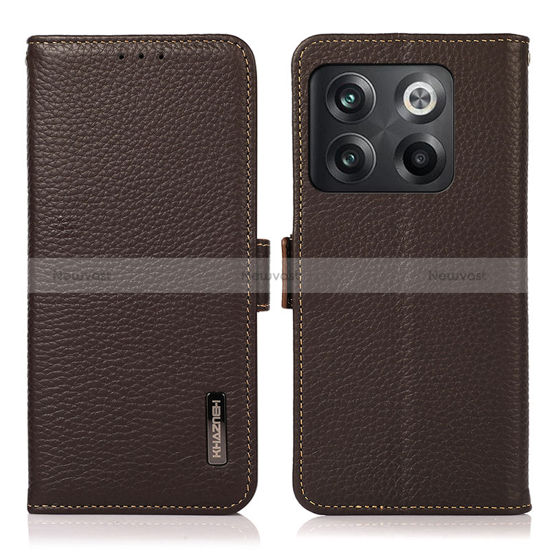 Leather Case Stands Flip Cover Holder B03H for OnePlus Ace Pro 5G Brown