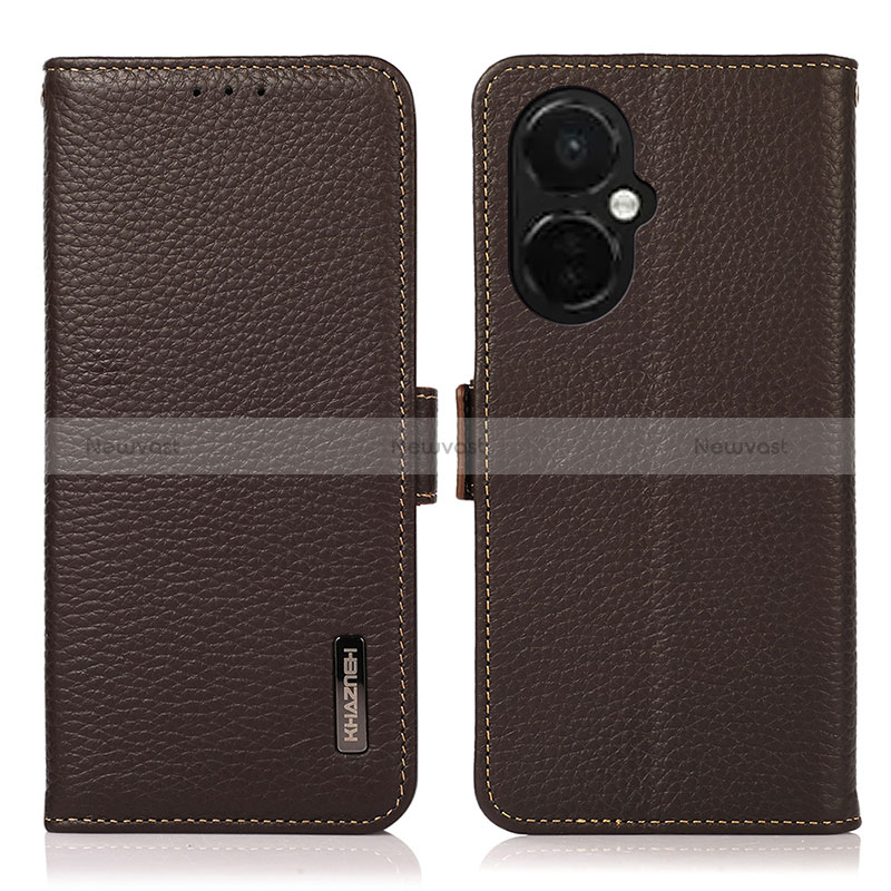 Leather Case Stands Flip Cover Holder B03H for OnePlus Nord CE 3 Lite 5G Brown