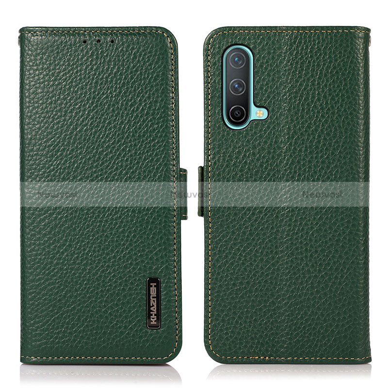 Leather Case Stands Flip Cover Holder B03H for OnePlus Nord CE 5G Green