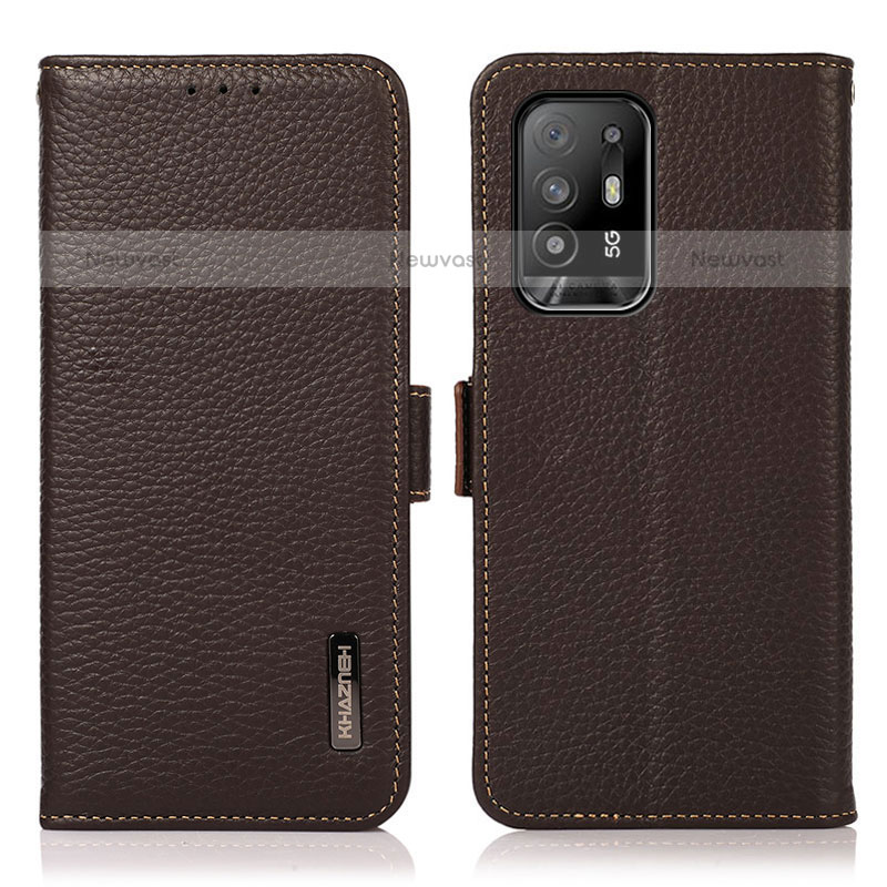 Leather Case Stands Flip Cover Holder B03H for Oppo A94 5G Brown