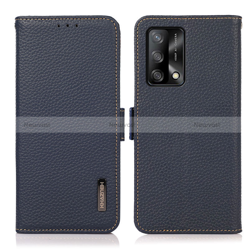 Leather Case Stands Flip Cover Holder B03H for Oppo A95 4G Blue